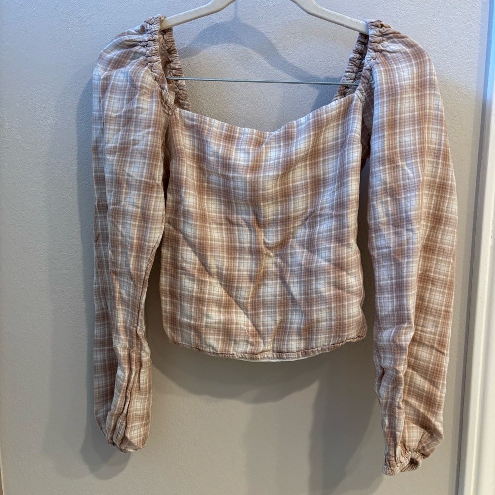 Abercrombie & Fitch Plaid Peasant Boho Blouse